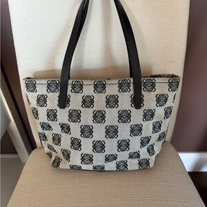 Loewe Black and Cream Patterned Tote Bag